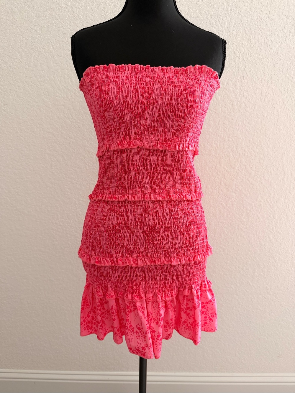 Chic Me Pink Smocked Mini Dress | Strapless Babydoll Dress